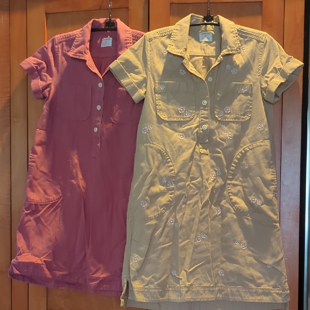 Crewcuts Pink & Tan Kids Two Dresses & Blue Jean Jacket 10